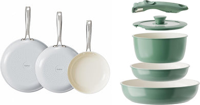 Redchef Ceramic Pots and Pans Set Non Stick, Nonstick Kitchen Cookware Sets, Non Toxic Pots and Pans Set Non Stick, PFAS PFOA & PTFE Free, Nonstick Frying Pans Set, Ceramic Pan Skillet, RV Cookware