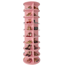 Load image into Gallery viewer, SpaceAid 7 Tier Rotating Shoe Rack Tower, Spinning Shoe Display Lazy Susan, Revolving 360 Shoe Rack Storage Round Carousel, Vertical Handbag Rotate Shoes Closet Organization (7-Tier White)