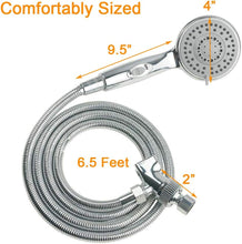 Load image into Gallery viewer, HauSun Handheld Shower Head with On/Off Switch - 5 Spray Settings 6.5 Feet Extra Long Hose High Pressure with Bathroom Faucet Kit - Universal Adapter Holder Mount for Wall,Chrome Finish