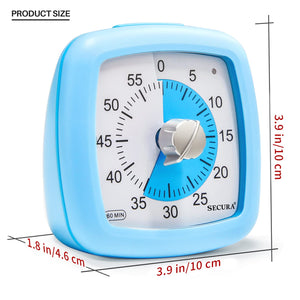 Secura 60-Minute Visual Timer, Silent Study Timer for Kids and Adults, Time Clocks, Time Management Countdown Timer for Teaching (Pink)