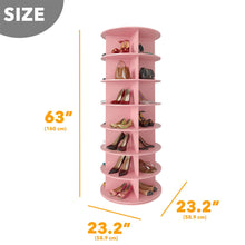 Load image into Gallery viewer, SpaceAid 7 Tier Rotating Shoe Rack Tower, Spinning Shoe Display Lazy Susan, Revolving 360 Shoe Rack Storage Round Carousel, Vertical Handbag Rotate Shoes Closet Organization (7-Tier White)