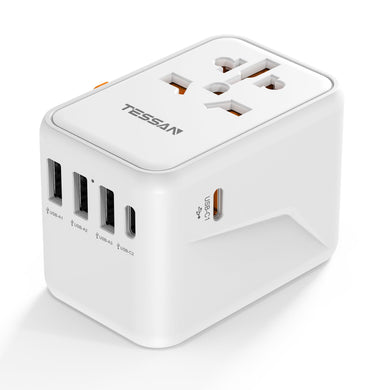 TESSAN Universal Travel Adapter, International Power Adapter 5.6A 28W 3 USB C 2 USB A Ports, Travel Worldwide Plug Adaptor, Outlet Wall Charger for Europe UK EU AUS (Type C/G/A/I)