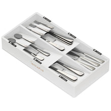 Load image into Gallery viewer, SpaceAid Bamboo Silverware Drawer Organizer with Labels, Kitchen Utensil Tray Holder Organizer for Flatware, Cutlery, Spoon and Knives Drawer Storage Organization (Natural, 6 Slots)