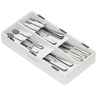 SpaceAid Bamboo Silverware Drawer Organizer with Labels, Kitchen Utensil Tray Holder Organizer for Flatware, Cutlery, Spoon and Knives Drawer Storage Organization (Natural, 6 Slots)
