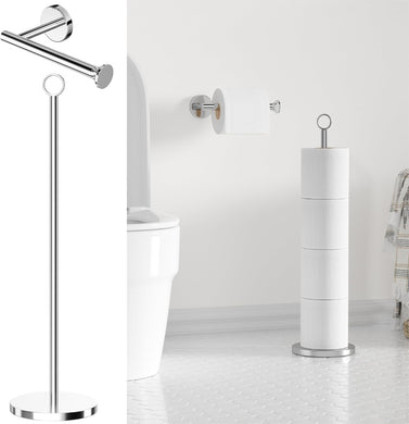 niffgaff 2 Pack Modern Stainless Steel Toilet Paper Holder: Wall-Mounted & Stand