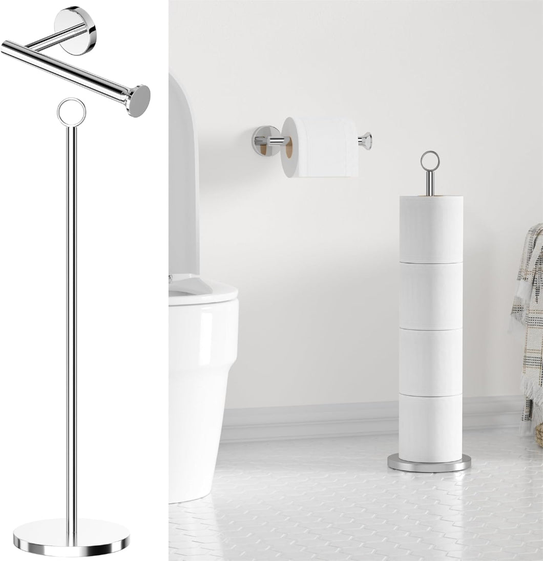 niffgaff 2 Pack Modern Stainless Steel Toilet Paper Holder: Wall-Mounted & Stand