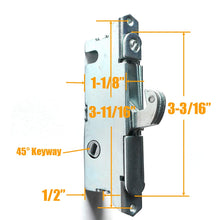 Load image into Gallery viewer, Sliding Glass Door Handle Set Oak Wood Interior Handle and Exterior Pull White Diecast Finish+Mortise Lock 45° Keyway Fits 3-15/16” Screw Hole Spacing, Non-keyed with Latch Locks(White)