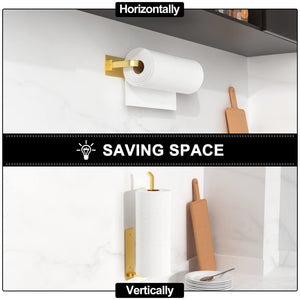 Paper Towel Holder - Self-Adhesive or Drilling, Matte Black, Upgraded Aluminum Kitchen Roll Dispenser Under Cabinet, Lighter but Stronger Than Stainless Steel!