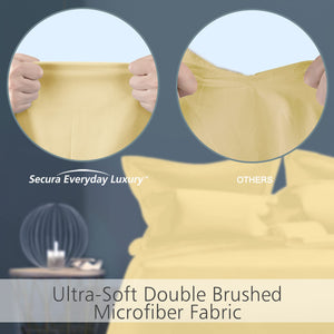 Secura Queen Bed Sheet Set, 4pcs Bedding Sheets & Pillowcases, Soft Microfiber 1800 Thread Count 16" Deep Pocket Luxury Bed Sheets - Hypoallergenic, Wrinkle & Fade Resistant (Black)