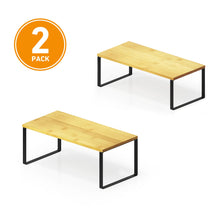 Load image into Gallery viewer, SpaceAid Cabinet Shelf Organizers 2 Pack, Kitchen Counter Rack Shelves Riser, Stackable Expandable Spice Rack, Pantry Cupboard Storage Organization (Black and Natural, Short)
