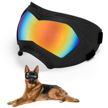 Load image into Gallery viewer, Large Dog Sunglasses Dog Goggles Pet Glasses Pet Eyewear with Adjustable Strap, Glasses for Medium Large Dog Swimming Skating Glasses Windproof Dustproof UV Proof (Black-Colorful)