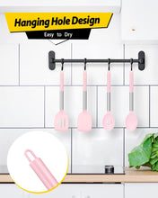 Load image into Gallery viewer, Pack of 4 Silicone Cooking Utensils Set, Non Stick Large Solid Spatulas, Heat Resistant Black Slotted Spoons, Ideal BPA Free Kitchen Turners for Frying, Mixing,Serving,Draining,Turning,Stirring