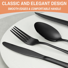 Load image into Gallery viewer, Black Silverware Set, Umite Chef 49-Piece Flatware Set with Drawer Organizer, Durable Stainless Steel Cutlery Set for 8, Tableware Eating Utensils with Steak Knives for Home Restaurant