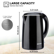 Load image into Gallery viewer, Secura Original Stainless Steel Double Wall Electric Water Kettle 1.8 Quart with Auto Shut-Off &amp; Boil-Dry Protection, Black Onyx SWK-1701DA/HB-3227B