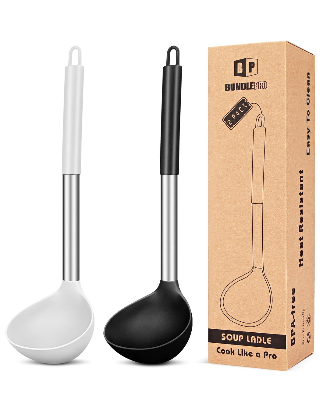 Pack of 2 Ladle Spoon,Silicone Large Spoon for Soup,Non Stick Kitchen Utensils with High Heat Resistant,BPA Free Perfect Kitchen Tools for Cooking, Stirring,Serving Soups (GREY-BLUE)