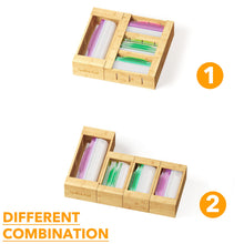 Load image into Gallery viewer, SpaceAid Bag Storage Organizer for Kitchen Drawer, Bamboo Organizer, Compatible with Gallon, Quart, Sandwich and Snack Variety Size Bag (4 Pack)