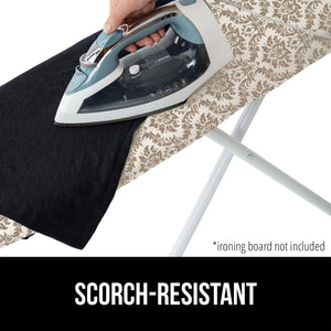 Ironing Board Cover and Pad, Silicone Coating, Thick Scorch Resistant Padding, Heavy Duty Iron Covers Standard Boards, Hook and Loop Fastener Strap, Silver, 15x54