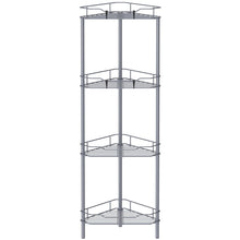 Load image into Gallery viewer, 4 Tier Floor Standing Corner Shower Caddy Organizer Shelf with Hooks, Bathroom Shelves Stand Rack, Black
