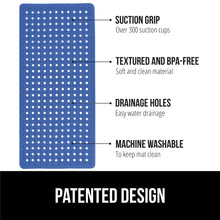 Load image into Gallery viewer, Bath Tub Shower Mat, Machine Washable Bathtub Floor Liner Mats, Suction Cups and Drain Holes to Keep Tubs Clean, Soft on Feet, Bathroom Essentials, 35x16 Inch, Clear