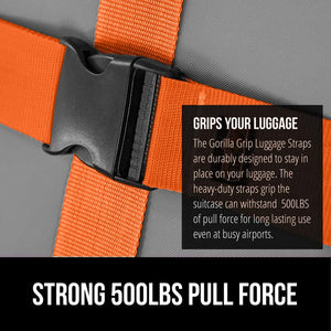Heavy Duty 4 Pack Adjustable Luggage Straps for Suitcases, Easy to Identify Travel Belt Connector Holds Suitcase Together, Extends Life of Bag, Strap Connects Two Bags, Accessories Green