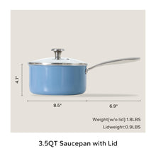 Load image into Gallery viewer, Redchef Nonstick Ceramic Sauce Pan With Lid, 2.5QT Small Cooking Pot with Stay-Cool Handle, Kitchen Non Toxic Soup Pot, PTFE &amp; PFOA Free, Oven &amp; Dishwasher Safe, Compatible with All Stovetops-Blue