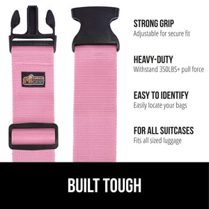 Heavy Duty 4 Pack Adjustable Luggage Straps for Suitcases, Easy to Identify Travel Belt Connector Holds Suitcase Together, Extends Life of Bag, Strap Connects Two Bags, Accessories Green