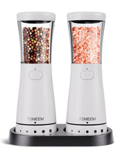 Load image into Gallery viewer, Electric Salt and Pepper Grinder Set with Storage Base, Stainless Steel Rechargeable Salt and Pepper Grinder Set with 4.5 oz Large Capacity, 1.8&quot; Wide Mouth, Adjustable Coarseness, Ideal for Kitchen