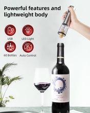 Load image into Gallery viewer, Electric Wine Opener Set - Rechargeable Wine Bottle Opener with Vacuum Stoppers,Wine Pourer, Foil Cutter,and Storage Stand - Ideal Wine Accessories &amp; Wine Gift Set for Wine Lovers