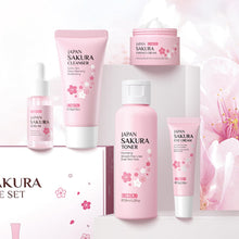 Load image into Gallery viewer, Skin Care Set JAPAN SAKURA Beauty Gift Sets Skin Care Kit with Cleanser, Toner, Lotion, Serum, Eye Cream, Face Cream, Make up Primer Travel Kit for Women Wife Mom 7pcs