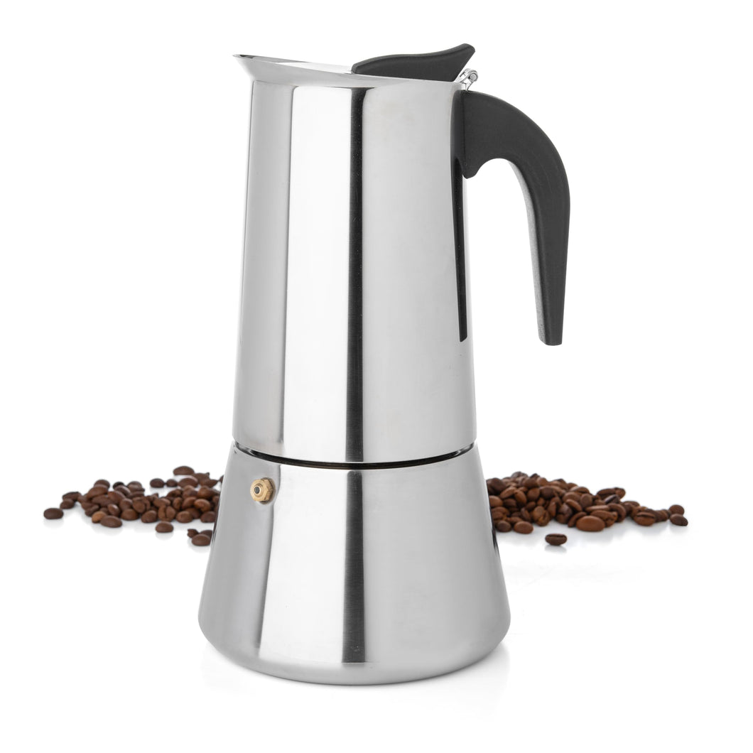 Mixpresso 9 Cup Greca Stovetop Espresso Maker 450ml/15oz, Moka Pot with Coffee Percolator Design, Stainless Steel Stove Top Coffee Maker for Camping or Home Use, Italian Coffee Maker Stovetop