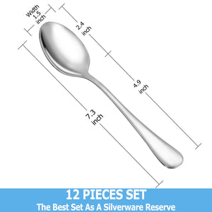 Dinner Spoon Set,16 Pcs 7.3" Tablespoons,Premium Food Grade 18/10 Stainless Steel Spoons,Durable Metal Spoons,Tablespoon,Silverware Spoons Only,Mirror Finish & Dishwasher Safe,Use for Home,Restaurant