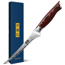 Load image into Gallery viewer, Fillet Knife 7 Inch, Damascus Steel Boning Knife, Professional Fish Fillet Knife for Meat Chicken Cutting, Meat Knife with G10 Ergonomic Handle