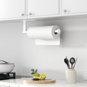Paper Towel Holder Under Cabinet - Stainless Steel Paper Towel Holder Wall Mount, Self-Adhesive or Drilling, Matte Black Towel Rack for Kitchen Organization and Storage, Kitchen Paper Roll Holder