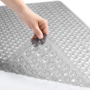 Bath Tub Shower Mat, Machine Washable Bathtub Floor Liner Mats, Suction Cups and Drain Holes to Keep Tubs Clean, Soft on Feet, Bathroom Essentials, 35x16 Inch, Clear