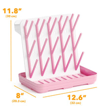 Load image into Gallery viewer, SpaceAid Baby Bottle Drying Rack with 20 Hooks, Space Saving Kitchen Bottles Rack Dryer, Vertical Baby Bottle Holder Organizer for Countertop Storage Accessories (White and Gray)