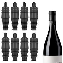 Load image into Gallery viewer, Silicone Wine Stopper Reusable Wine Bottle Stopper, 8Pcs Champagne Stoppers for Bottles, Food Grade Rubber Wine Stoppers for Wine Bottles (Black+Red)