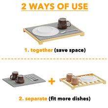 Load image into Gallery viewer, SpaceAid Bamboo Rack Dish Pad, Instant Dry Diatomaceous Earth Mat for Kitchen Counter, Stone Dish Fast Drying Mat Board (15.8 x 11.8 inch, White Marble)
