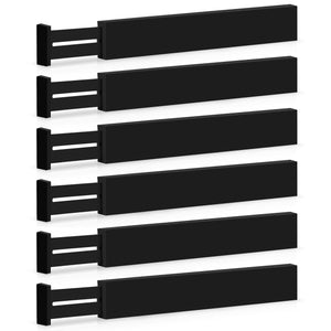 Large Kitchen Drawer Organizer - Expandable Bamboo Drawer Dividers (17" - 21.5") - Adjustable Separators for Kitchen, Clothes, Dresser, Bedroom, Bathroom, and Desk Drawers - 6 Pack