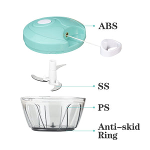 Manual Food Chopper Vegetable Cutter, Hand String Vegetable Chopper Onions Cutter for Vegetable Fruits Nuts BPA Free Food Safe Material, 550ml Gray