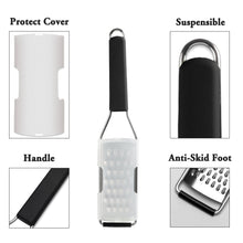 Load image into Gallery viewer, Lemon Zester Grater Three-piece Suit - Heavy Duty Kitchen Tool for Parmesan Cheese, Ginger, Garlic, Nutmeg, Chocolate, Vegetables，Fruits，Stainless Steel Grater Dishwasher Safe Black