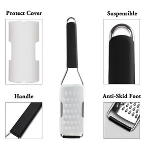 Lemon Zester Grater Three-piece Suit - Heavy Duty Kitchen Tool for Parmesan Cheese, Ginger, Garlic, Nutmeg, Chocolate, Vegetables，Fruits，Stainless Steel Grater Dishwasher Safe Black