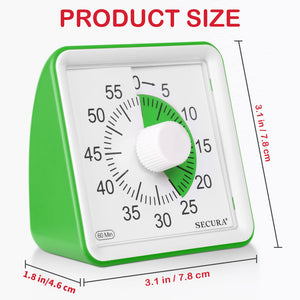 Secura 60-Minute Visual Timer, Classroom Timer, Countdown Timer for Kids and Adults, Time Management Tool for Teaching (Blue & Blue)