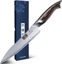 Load image into Gallery viewer, 6 Inch Kitchen Knife, Ultra Sharp Japanese High Carbon Stainless Steel Chef Knife, Multipurpose Kitchen Utility Knife with Ergonomic Pakkawood Handle
