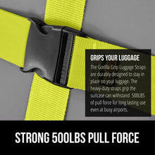 Load image into Gallery viewer, Heavy Duty 4 Pack Adjustable Luggage Straps for Suitcases, Easy to Identify Travel Belt Connector Holds Suitcase Together, Extends Life of Bag, Strap Connects Two Bags, Accessories Green