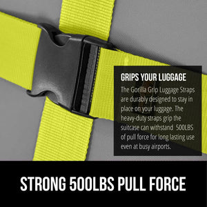 Heavy Duty 4 Pack Adjustable Luggage Straps for Suitcases, Easy to Identify Travel Belt Connector Holds Suitcase Together, Extends Life of Bag, Strap Connects Two Bags, Accessories Green