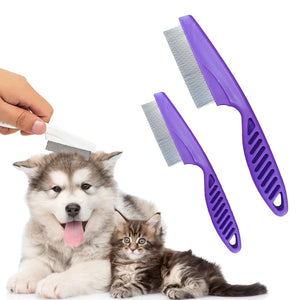 Multifunctional Pet Grooming Comb - 2023 New 2 in 1 Dual-Sided Comb for Tear Stain Removal, Massage and Grooming Small Dogs and Puppies (White)