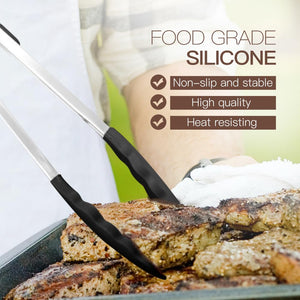Kitchen Utensils Set-Silicone Cooking Utensils-33pcs Non-Stick Silicone Cooking Kitchen Utensils Spatula Set with Holder-Best Kitchen Cookware with Stainless Steel Handle (Khaki)
