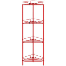 Load image into Gallery viewer, 4 Tier Floor Standing Corner Shower Caddy Organizer Shelf with Hooks, Bathroom Shelves Stand Rack, Black