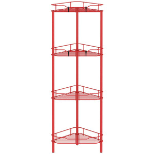 4 Tier Floor Standing Corner Shower Caddy Organizer Shelf with Hooks, Bathroom Shelves Stand Rack, Black