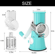 Load image into Gallery viewer, Rotary Cheese Grater Hand Crank Cheese Shredder for Fresh Cheese, Vegetable, Nuts,Non-slip Suction Base, Free Cleaning Brush Three Blades, Black